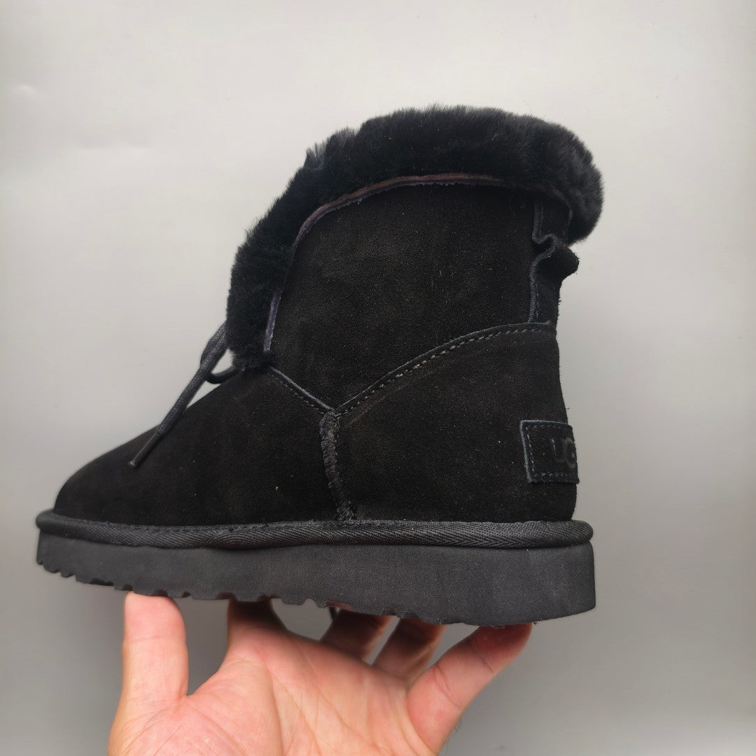 Black Mid-Top Lace-Up Casual Shoes – In Stock