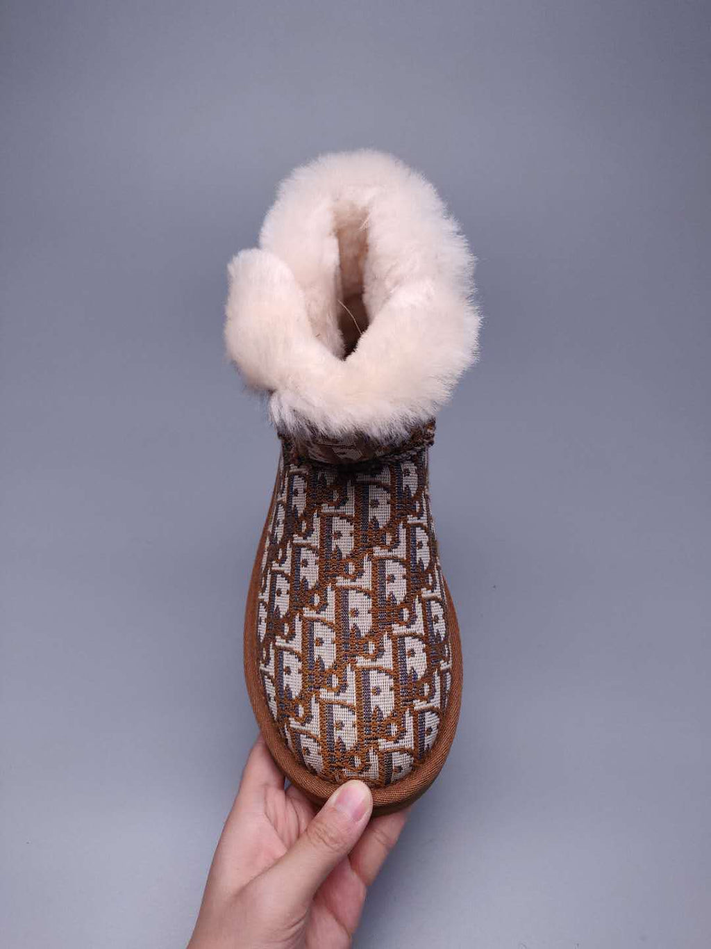 Chestnut Dior-Style Woven Texture Boots – In Stock