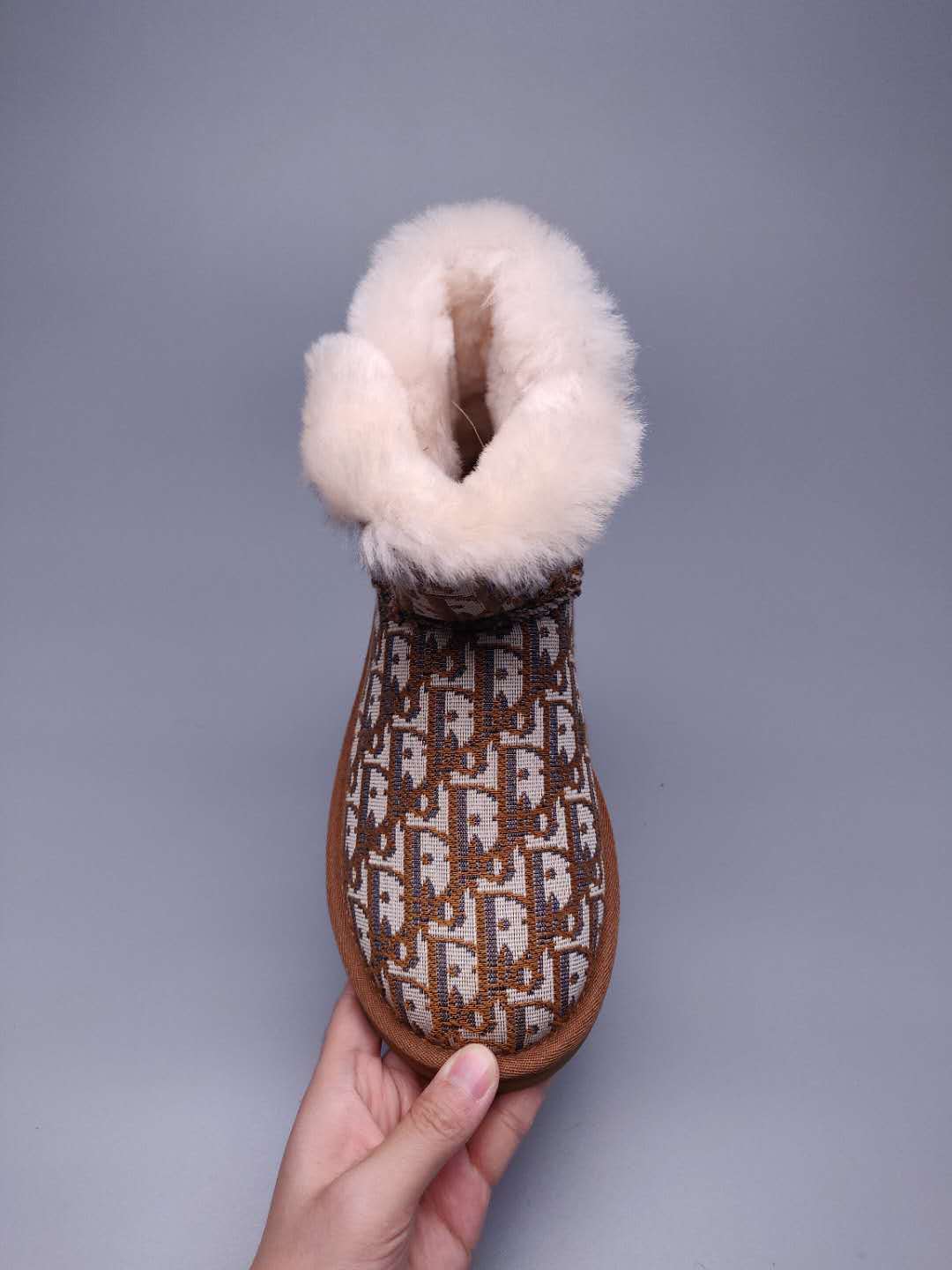Chestnut Dior-Style Woven Texture Boots – In Stock