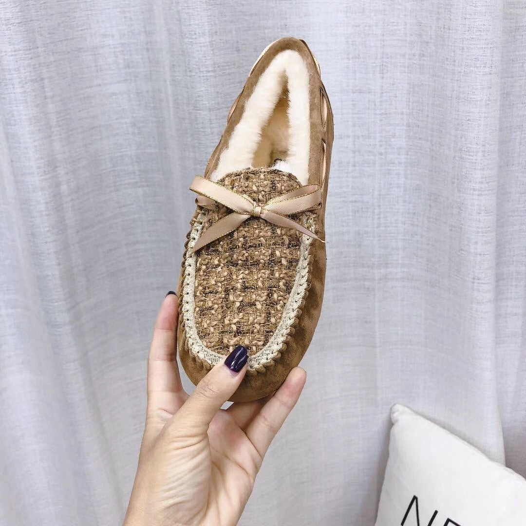 Chestnut Chanel-Style Studded Loafers – Sophisticated & Chic