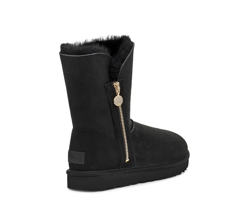 Black Side-Zip Mid-Calf Boots – In Stock