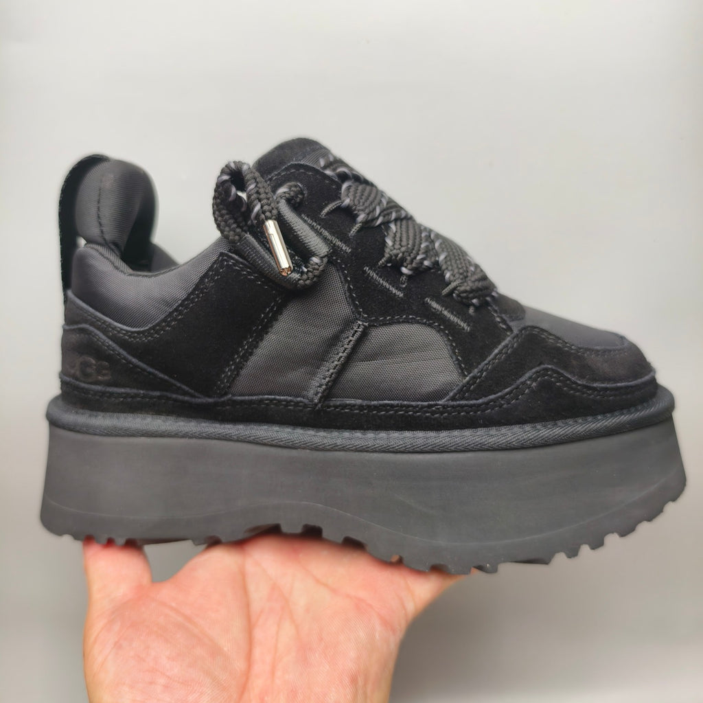 Black Chunky Dad Sneakers – Lace-Up Casual, In Stock
