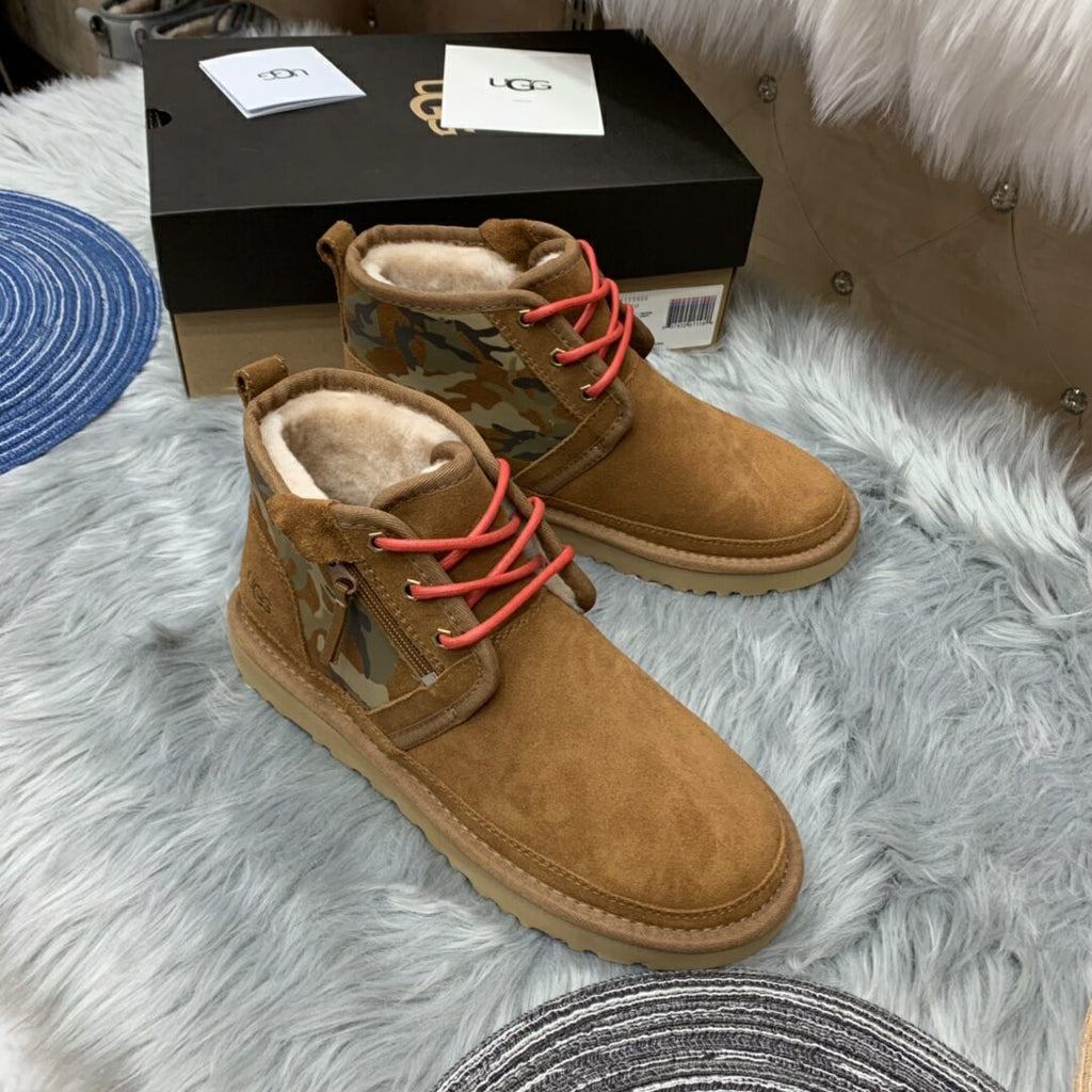 Chestnut Color-Block Camo Men’s Sneakers – In Stock