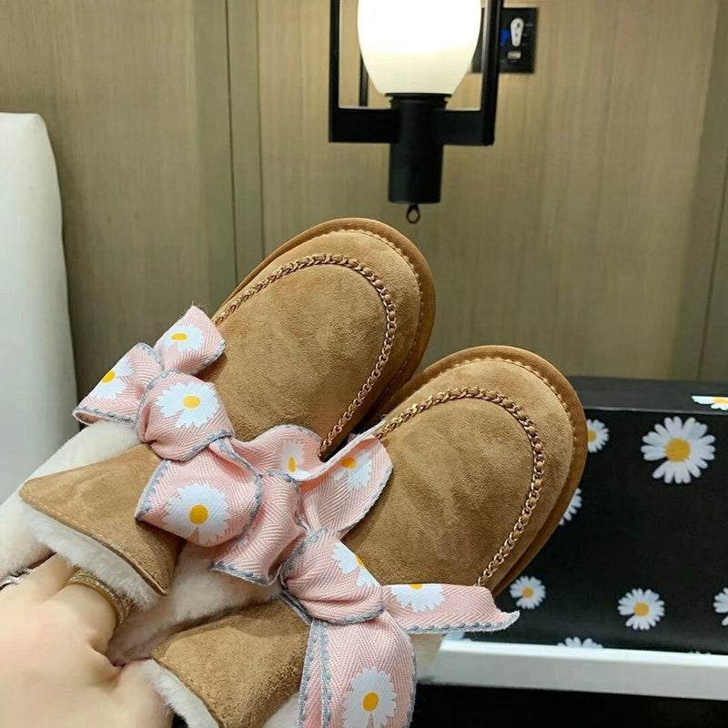 Chestnut Daisy Chain Ribbon Shoes – In Stock
