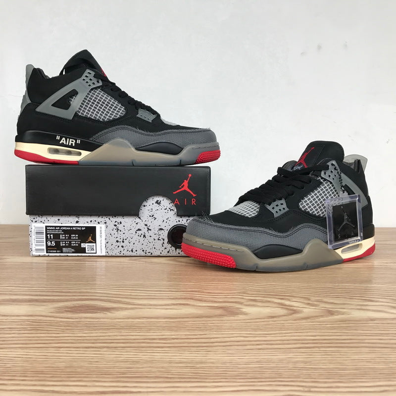 OFF White x Air Jordan 4 Bred Reps Sneakers CV9388-001