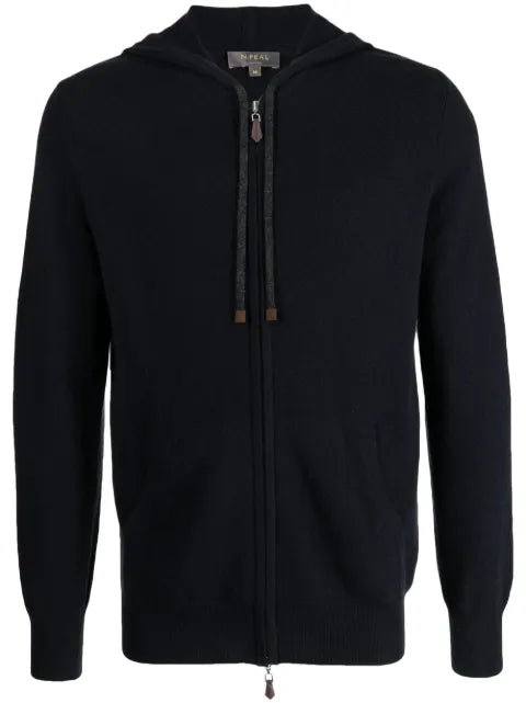 N.Peal zip-up knit cashmere hoodie