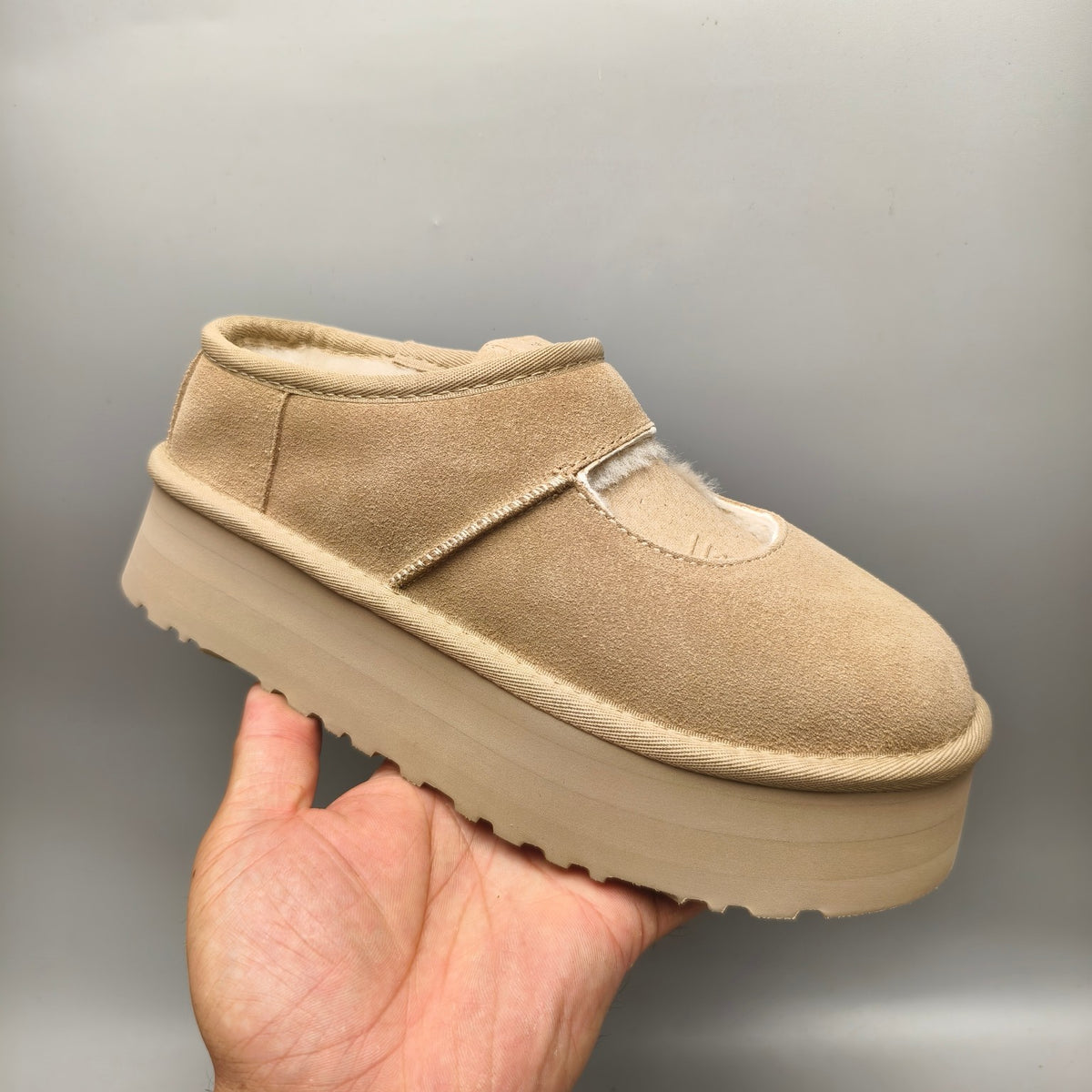 Sand Mary Jane Thick-Sole Fashion Shoes – In Stock