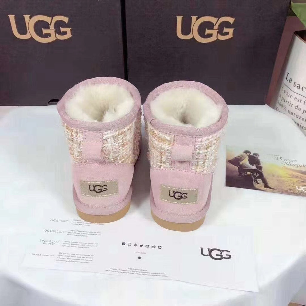 Pink Chanel-Style Kids’ Snow Boots – Cozy & Chic