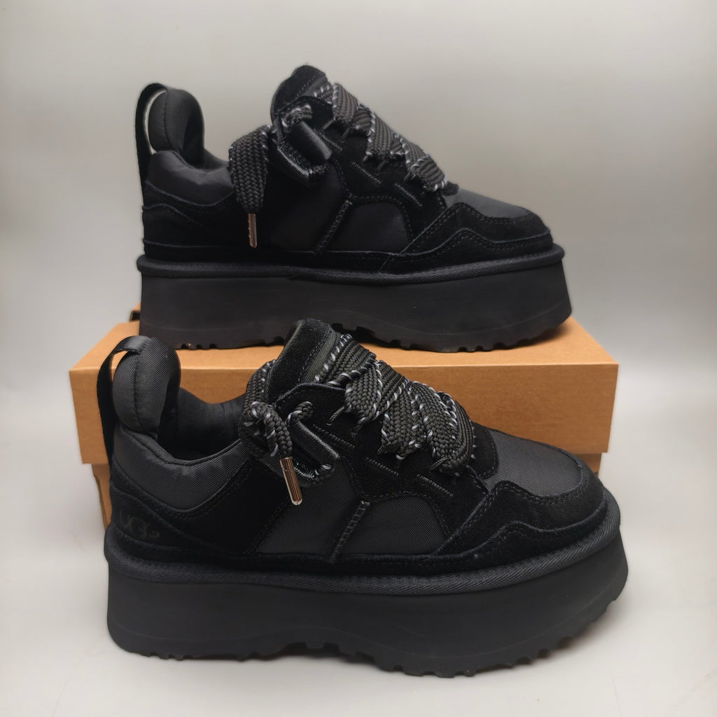 Black Chunky Dad Sneakers – Lace-Up Casual, In Stock