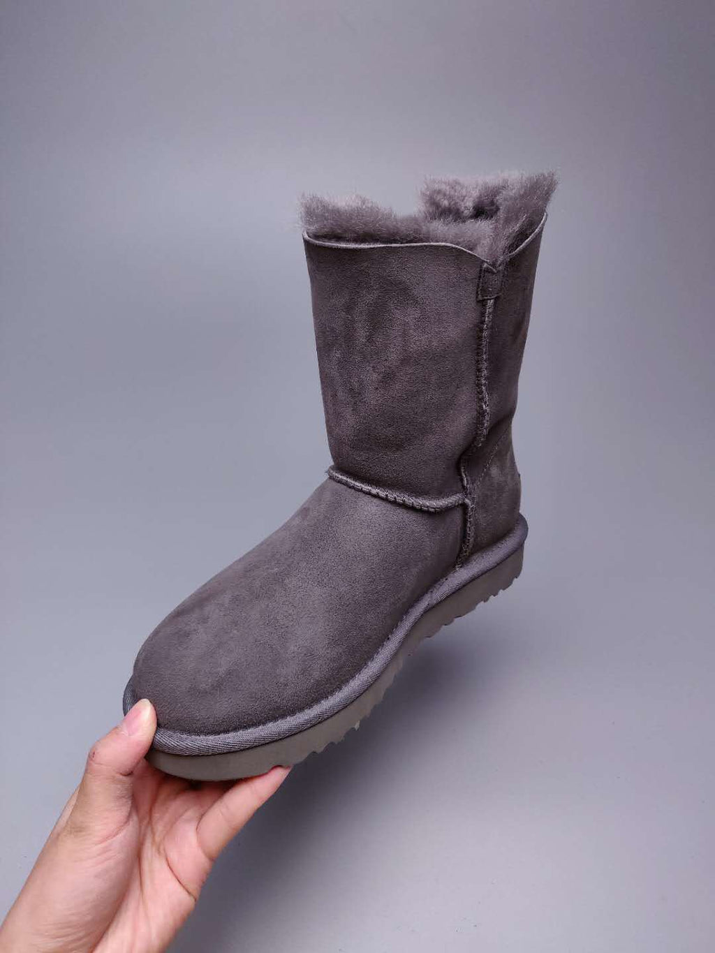 Grey Side-Zip Mid-Calf Boots – In Stock