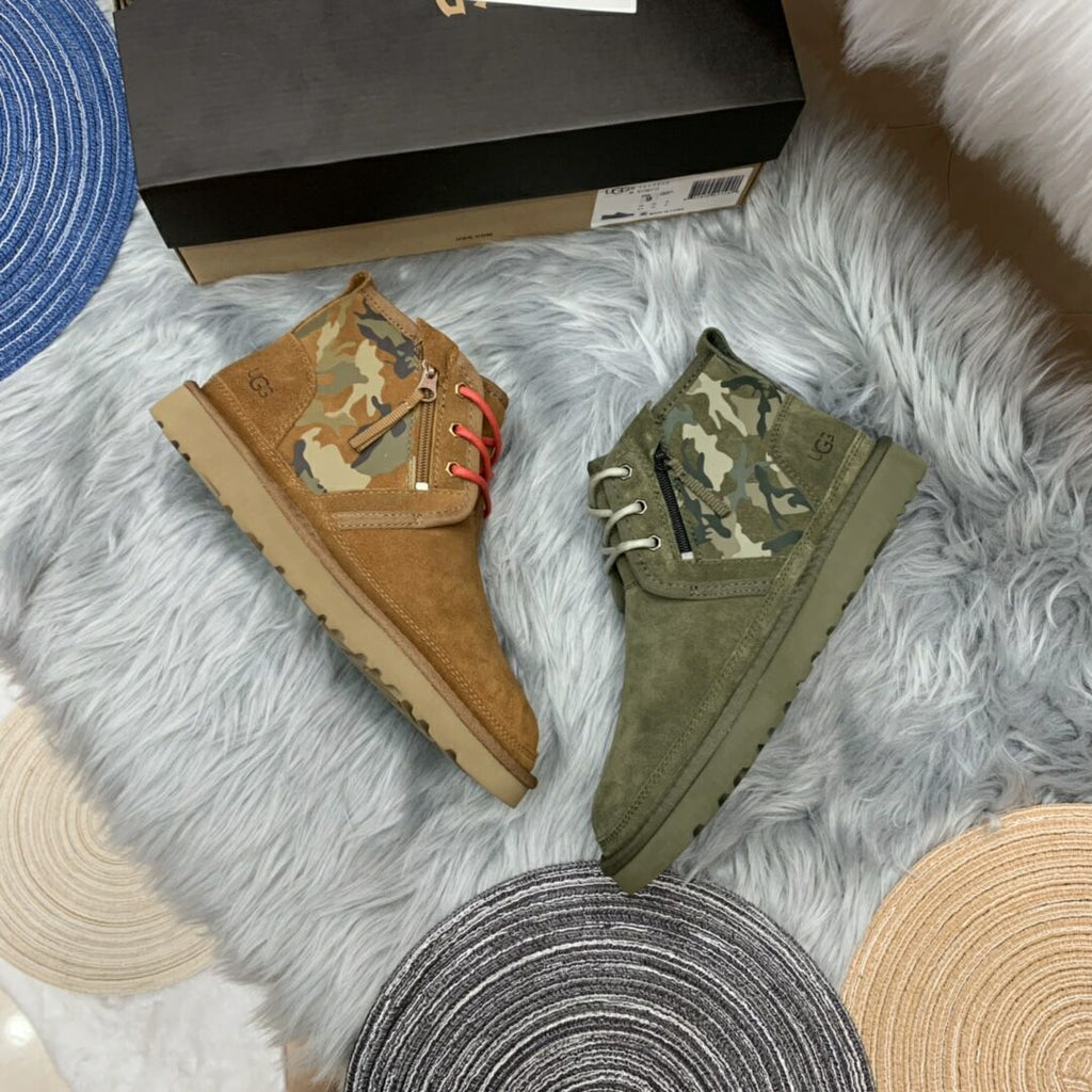 Chestnut Color-Block Camo Men’s Sneakers – In Stock