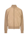 Agnona suede-panelled ribbed-knit jacket