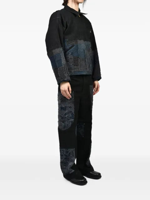 Dear BORO zip-fastening patchwork jacket