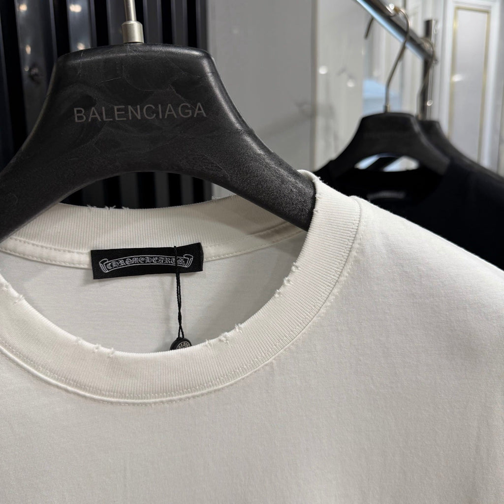 Chrome Hearts Gradient‑Script Distressed‑Trim Oversized Crew‑Neck T‑Shirt