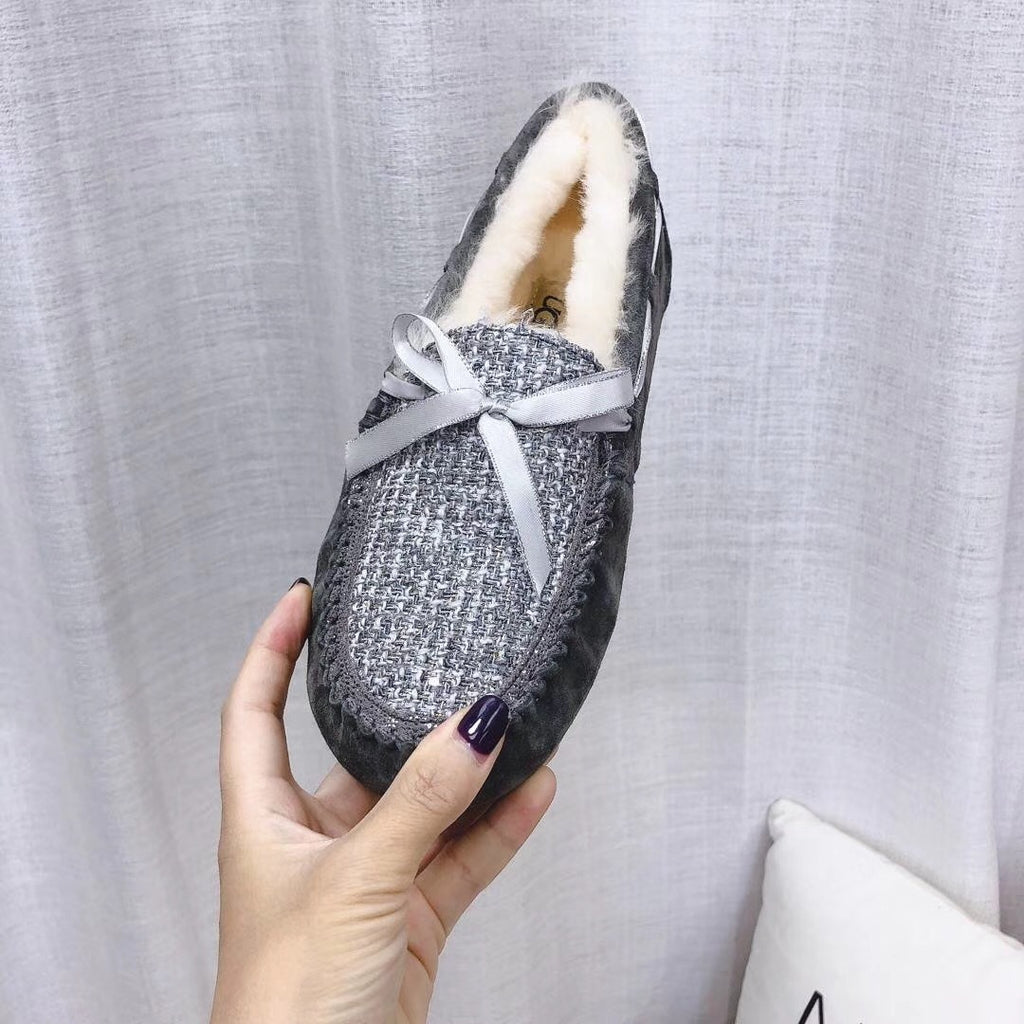 Grey Chanel-Style Studded Loafers – Sophisticated & Chic
