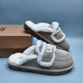 Sand Curly Fur Big Logo Casual Slippers