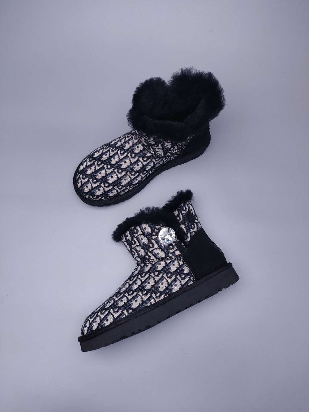 Black Dior-Style Woven Texture Boots – In Stock