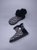 Black Dior-Style Woven Texture Boots – In Stock