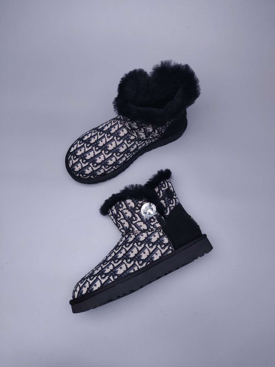 Black Dior-Style Woven Texture Boots – In Stock