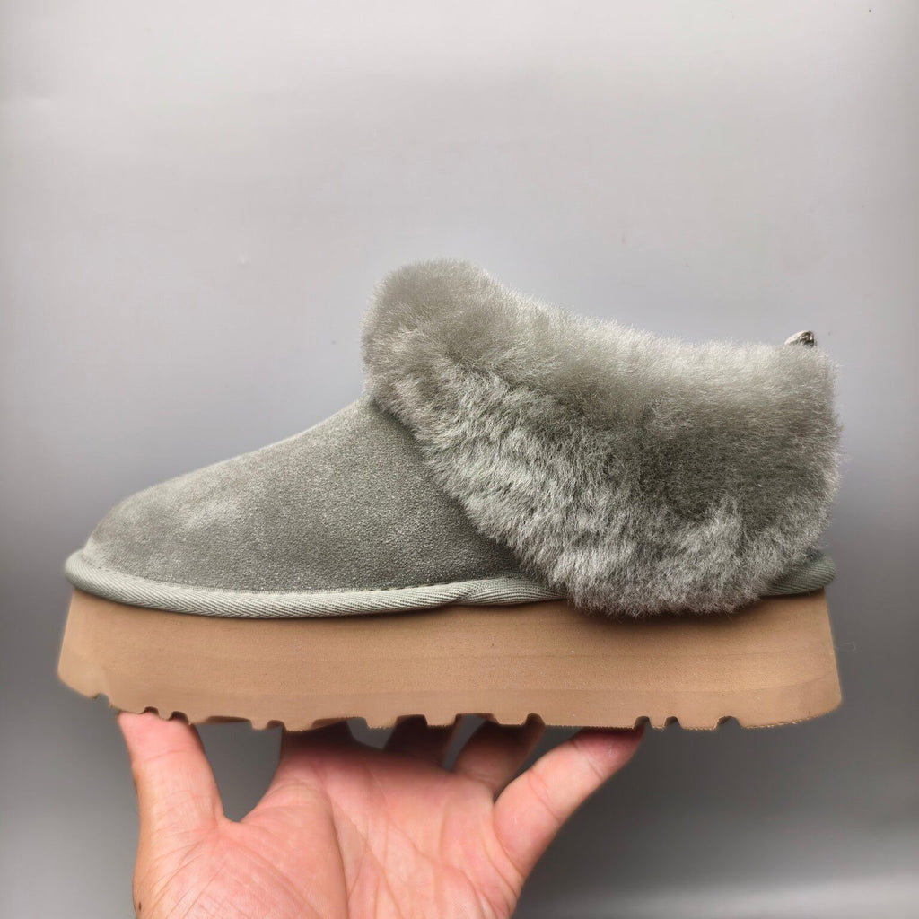 Green Suede Thick-Sole Slip-On Lazy Shoes – In Stock