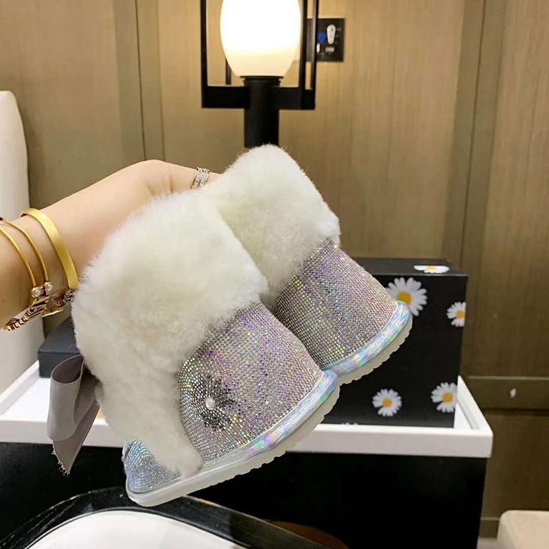 Iridescent Daisy Crystal-Embellished Ribbon Shoes – In Stock