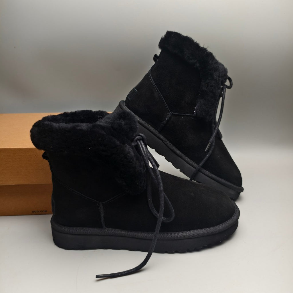 Black Mid-Top Lace-Up Casual Shoes – In Stock