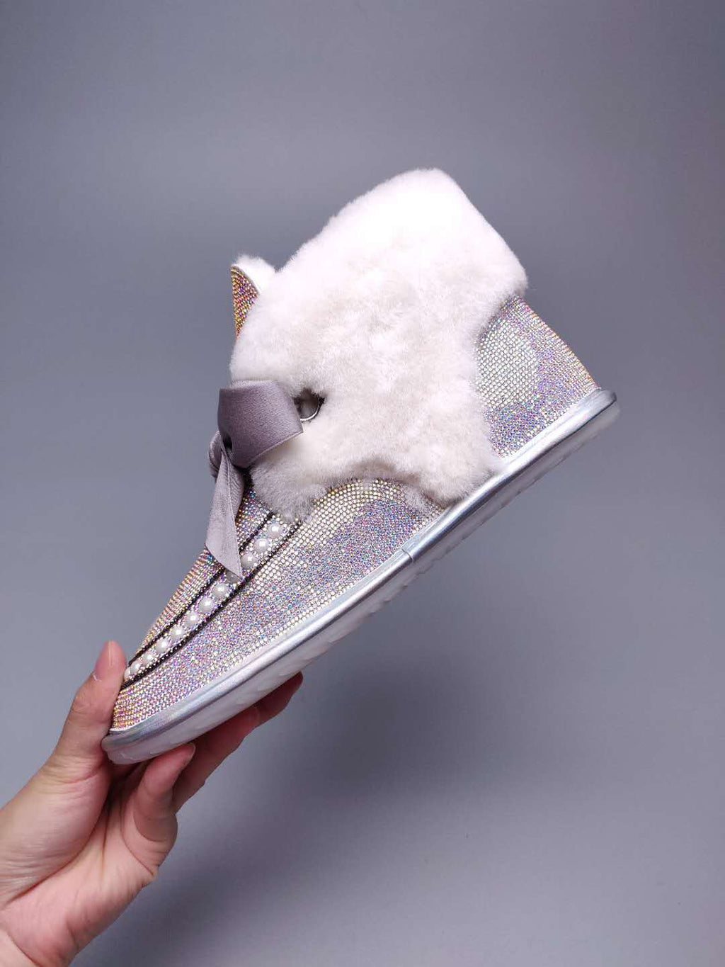 Iridescent Daisy Crystal-Embellished Ribbon Shoes – In Stock