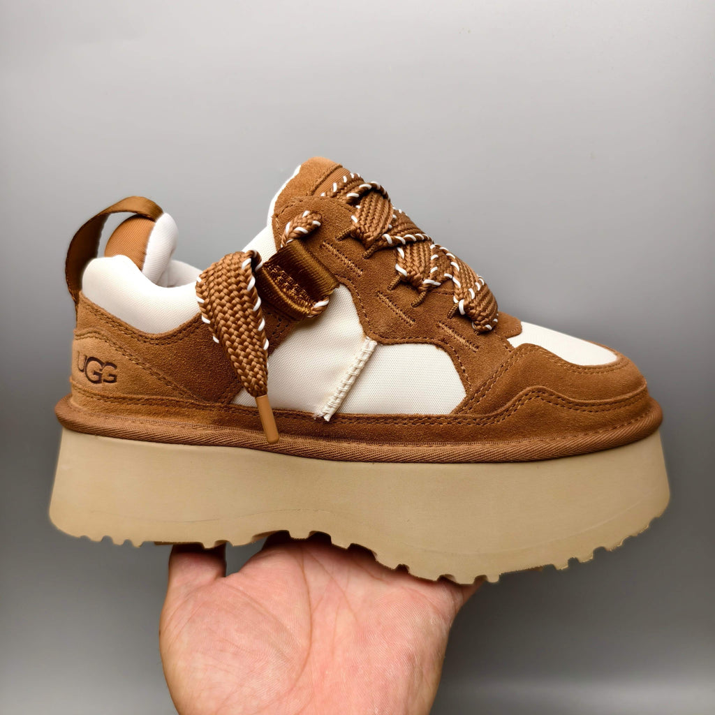 Chestnut Chunky Dad Sneakers – Lace-Up Casual, In Stock