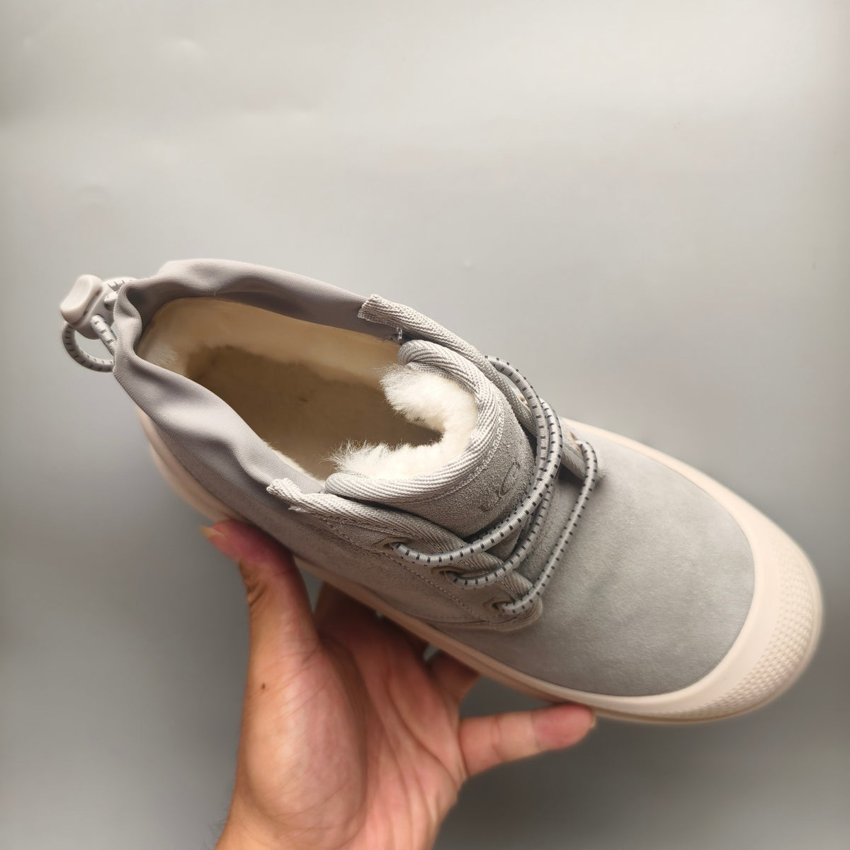 Light Grey High-Top Trendy Casual Sneakers – In Stock
