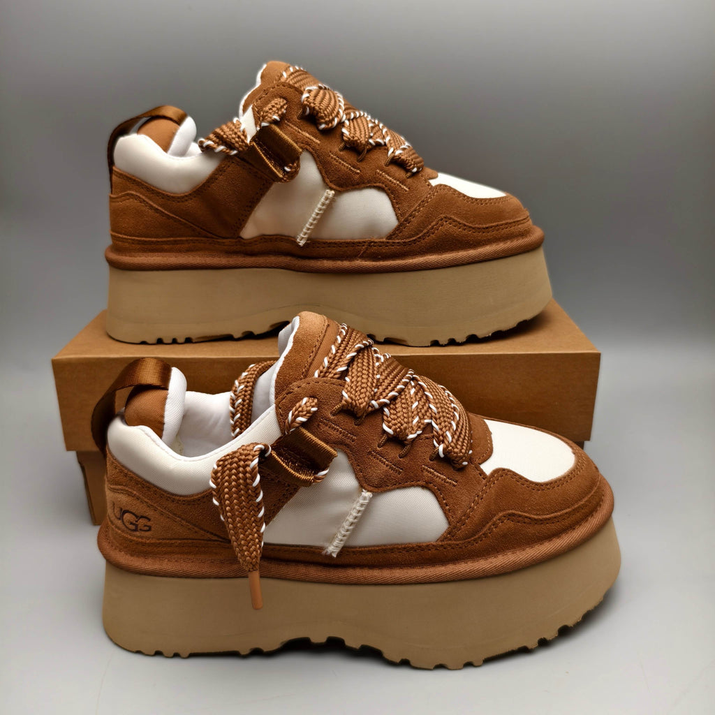 Chestnut Chunky Dad Sneakers – Lace-Up Casual, In Stock