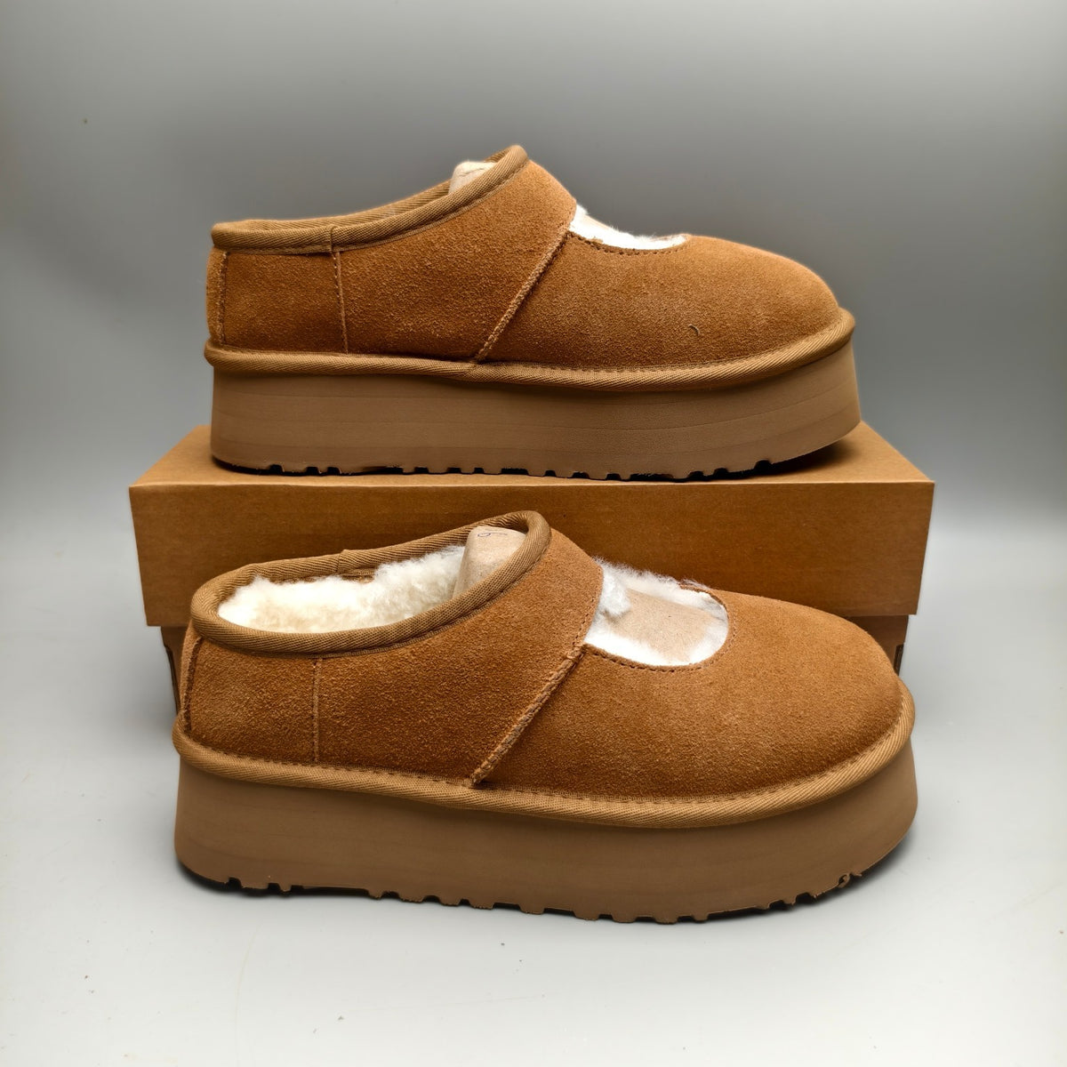 Chestnut Mary Jane Thick-Sole Fashion Shoes – In Stock