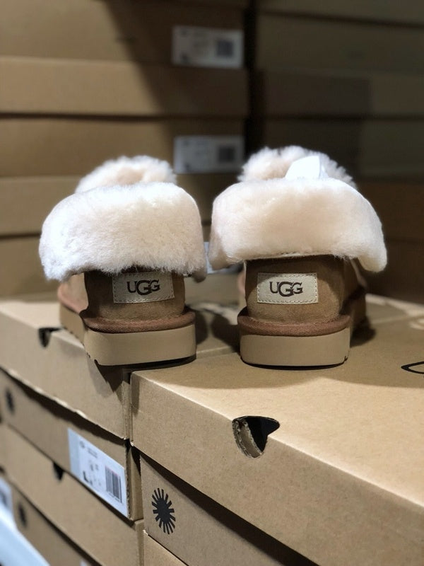 Chestnut Faux Fur Trim Lace-Up Ankle Boots – In Stock
