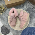 Pink Faux Fur Trim Lace-Up Ankle Boots – In Stock