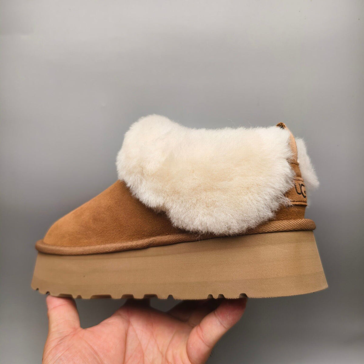 Chestnut Suede Thick-Sole Slip-On Lazy Shoes – In Stock