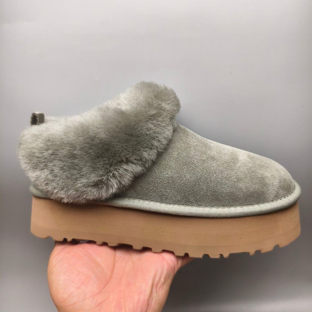 Green Suede Thick-Sole Slip-On Lazy Shoes – In Stock