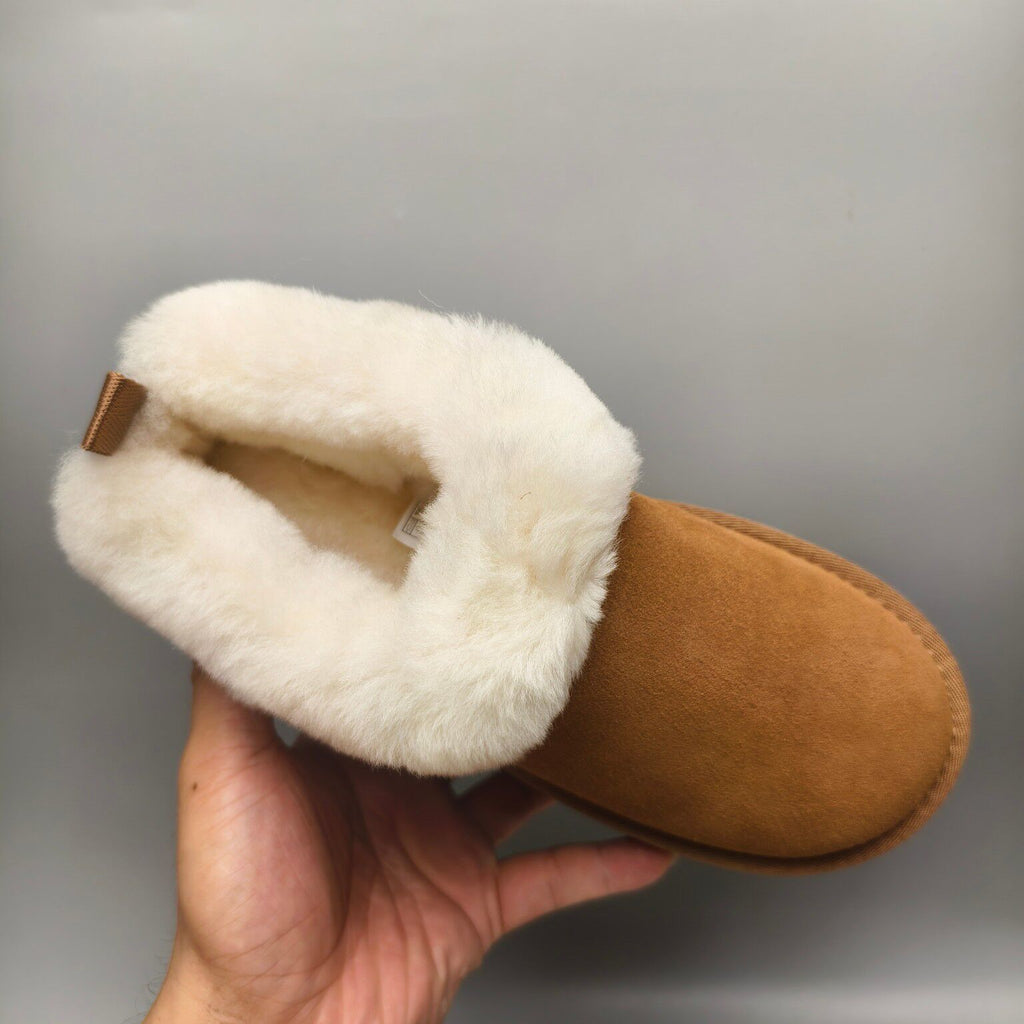 Chestnut Suede Thick-Sole Slip-On Lazy Shoes – In Stock
