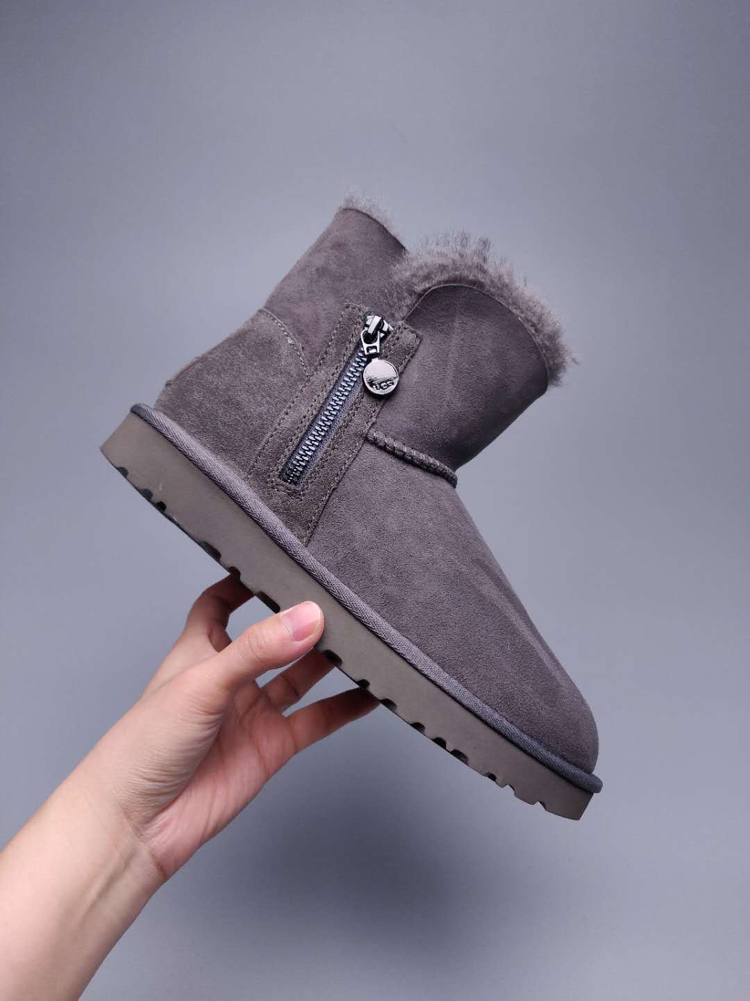 Grey Side-Zip Ankle Boots – In Stock