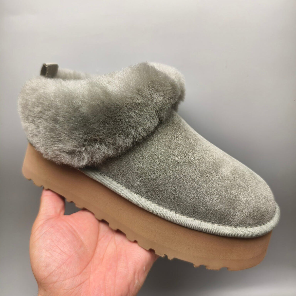 Green Suede Thick-Sole Slip-On Lazy Shoes – In Stock