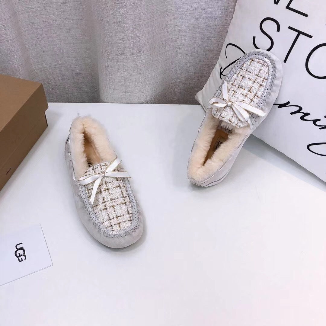 Pearl White Chanel-Style Studded Loafers – Sophisticated & Chic