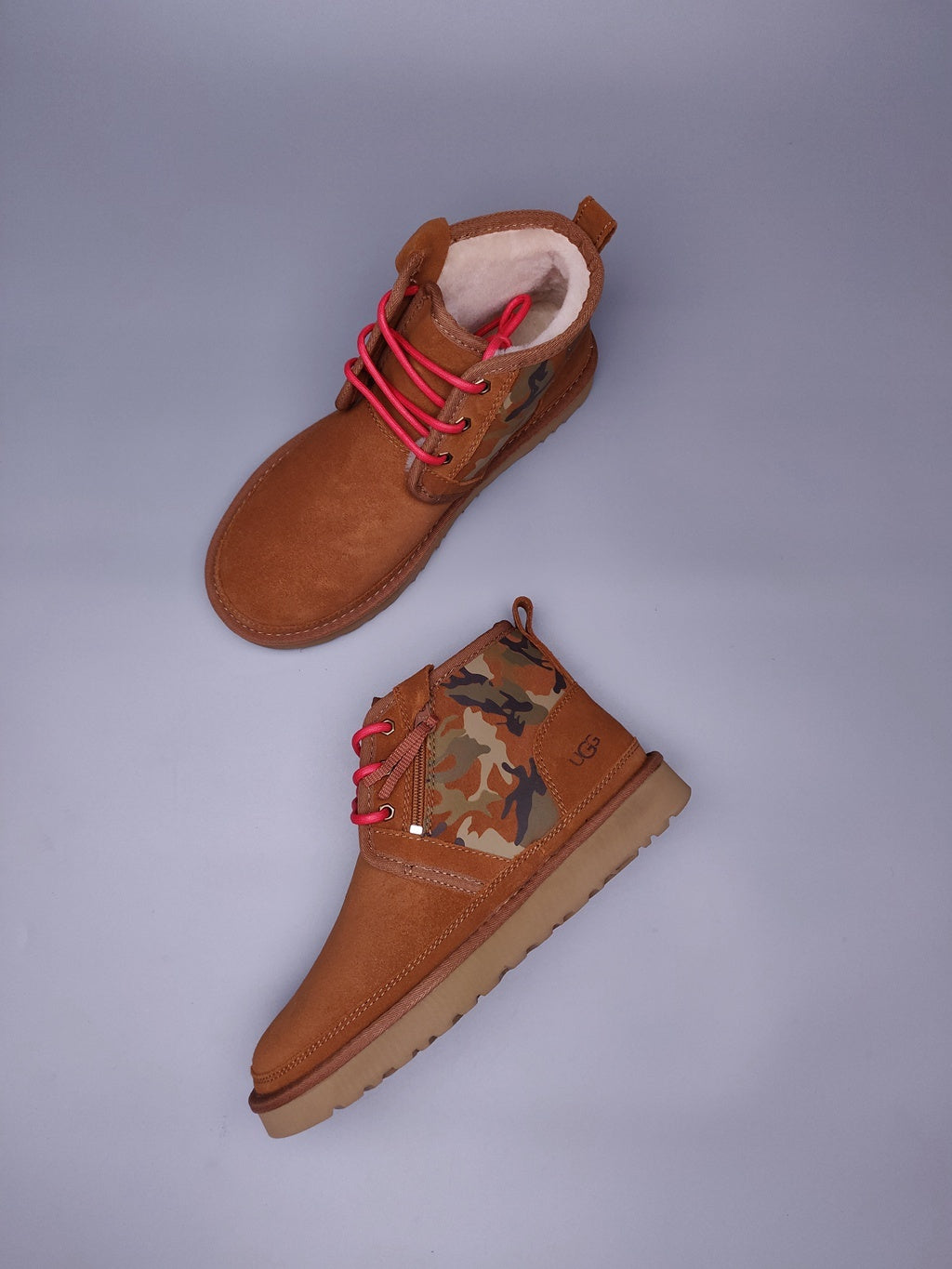 Chestnut Color-Block Camo Men’s Sneakers – In Stock