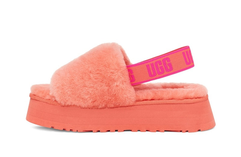 Coral Red Disco Fluffy Sandals – In Stock