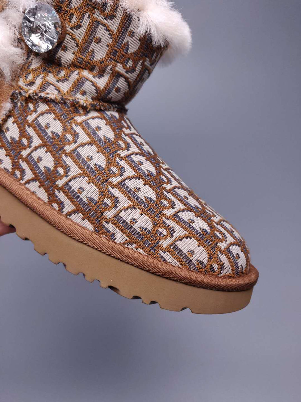 Chestnut Dior-Style Woven Texture Boots – In Stock