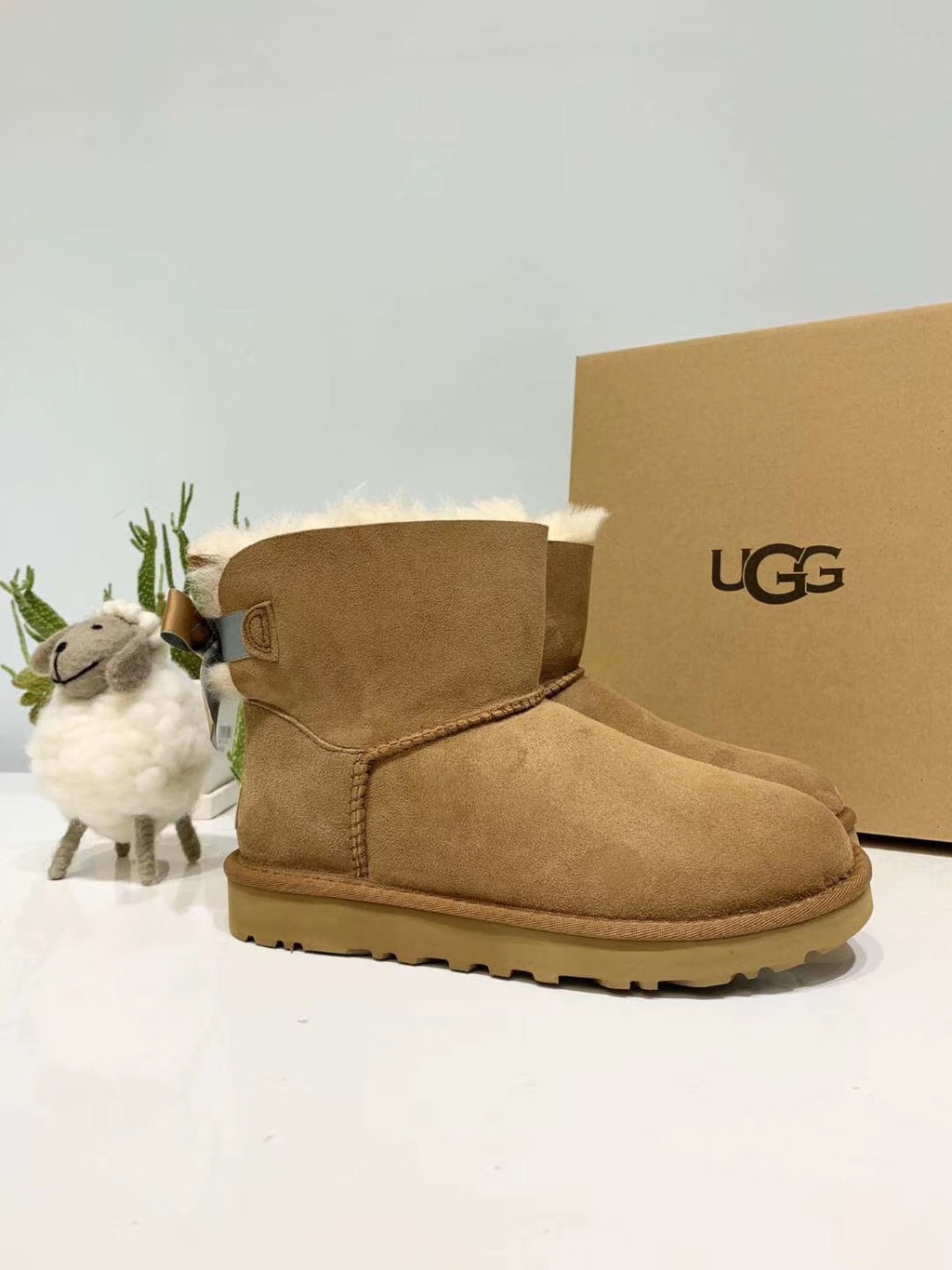 Chestnut Bow Glitter Winter Boots – Mukosi Featured Style, In Stock