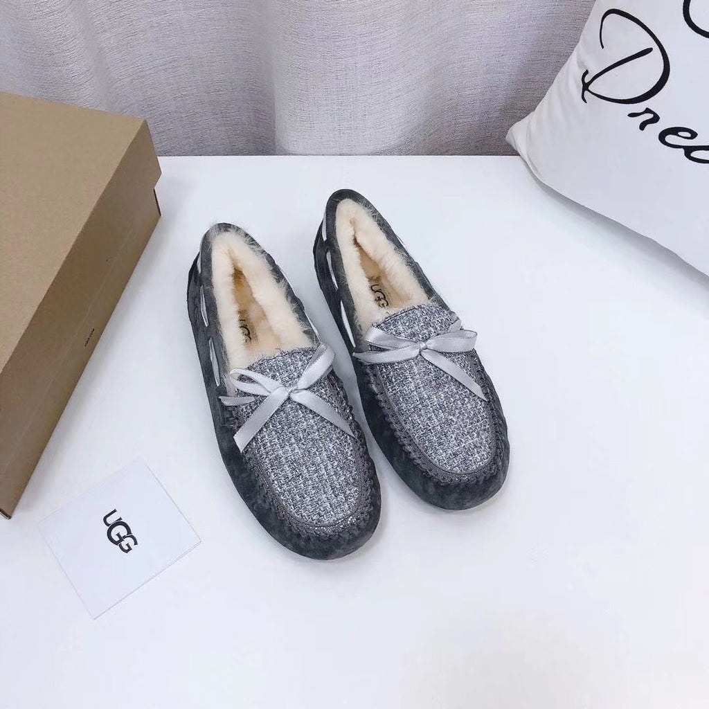 Grey Chanel-Style Studded Loafers – Sophisticated & Chic