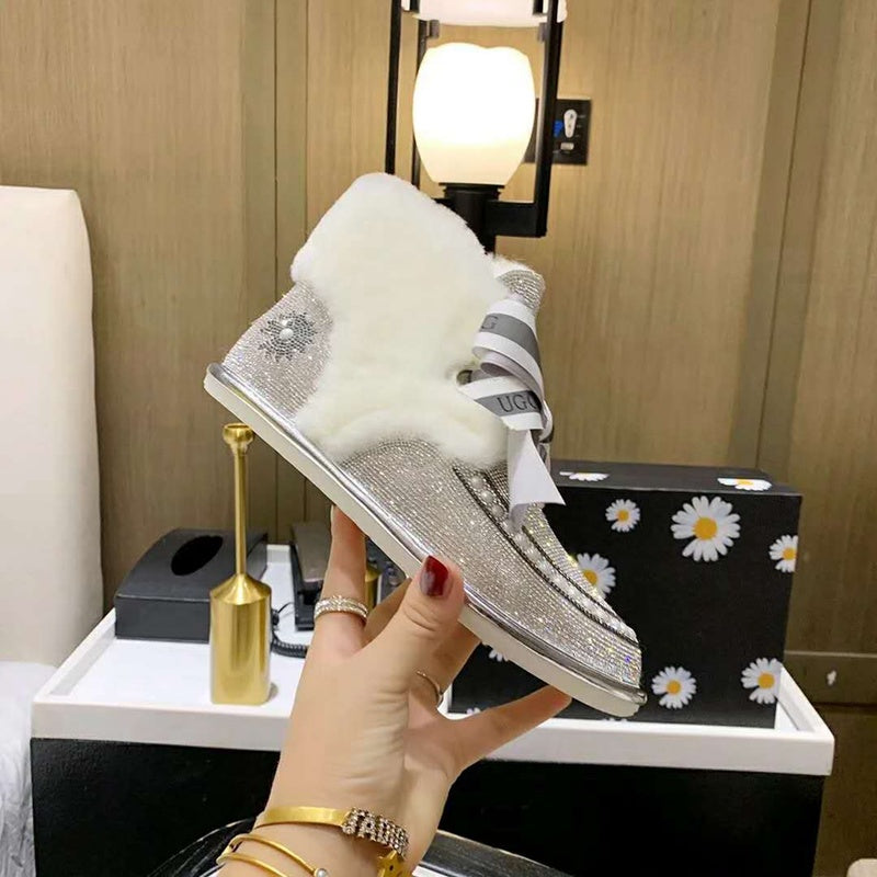 Silver Daisy Crystal-Embellished Ribbon Shoes – In Stock