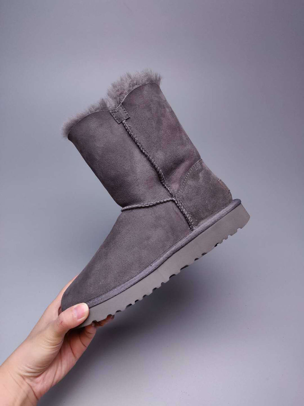 Grey Side-Zip Mid-Calf Boots – In Stock