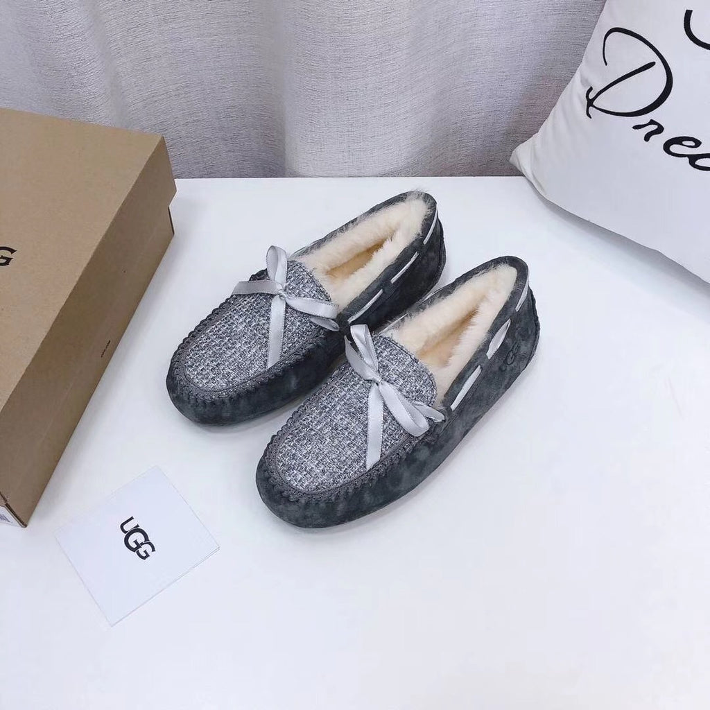 Grey Chanel-Style Studded Loafers – Sophisticated & Chic