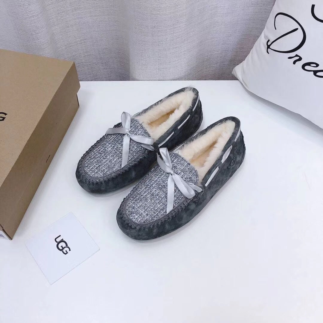 Grey Chanel-Style Studded Loafers – Sophisticated & Chic