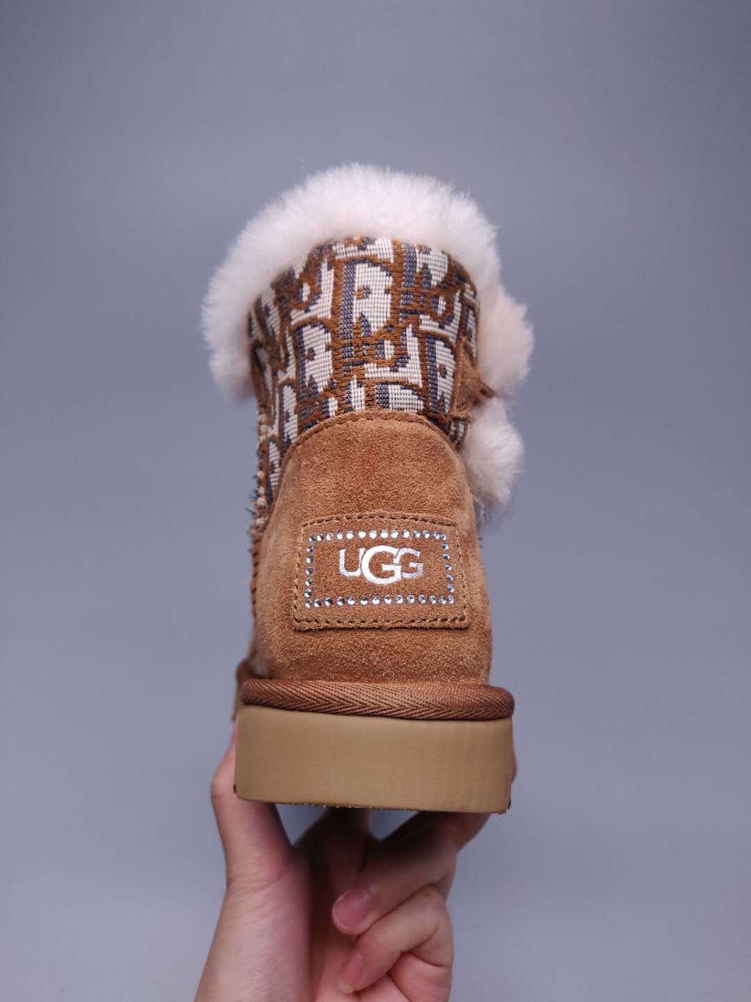 Chestnut Dior-Style Woven Texture Boots – In Stock