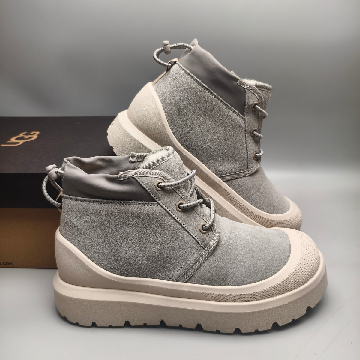 Light Grey High-Top Trendy Casual Sneakers – In Stock